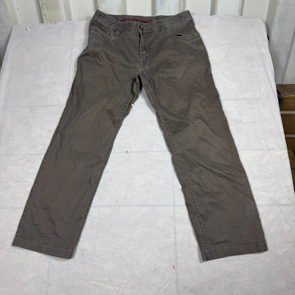 Prana Mens Straight Leg Jeans Brown Denim 5-Pocket Comfort Size 33Wx32L - Picture 1 of 16